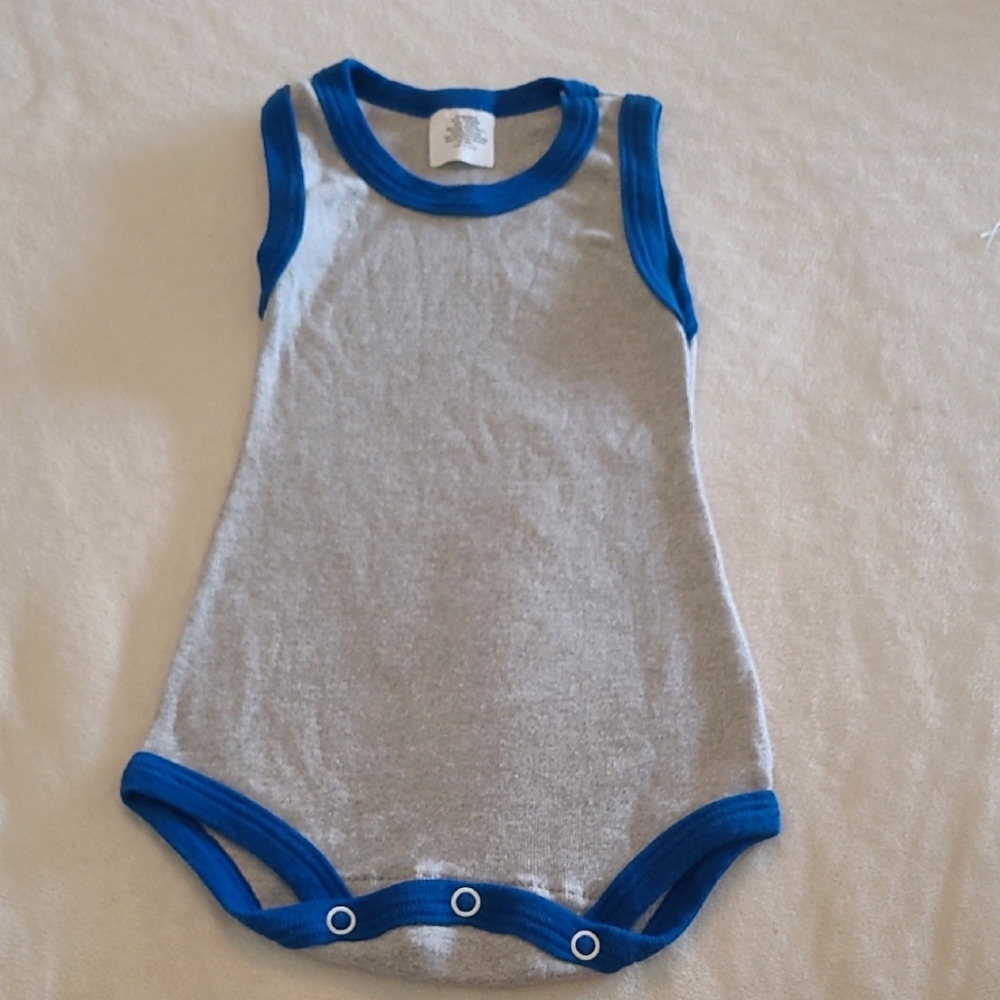 Vintage Blue and Gray Kids One Piece, Onesie, Size 18 Months, Sleeveless